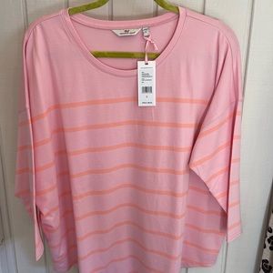 NWT Vineyard Vines Striped shoulder top Gorgeous pink and coral stripe Sz Lg